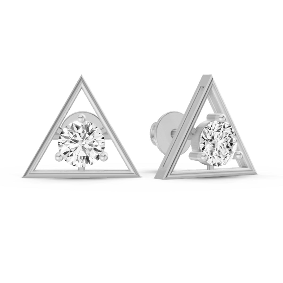 Ethereal Solitaire Diamond Stud Earrings