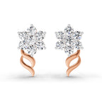 0.97 Carat Diamond Floral Stud Earrings 14K Sparkles - Rose Gold