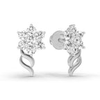 0.97 Carat Diamond Floral Stud Earrings 14K Sparkles - White Gold