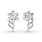 0.97 Carat Diamond Floral Stud Earrings 14K Sparkles - White Gold