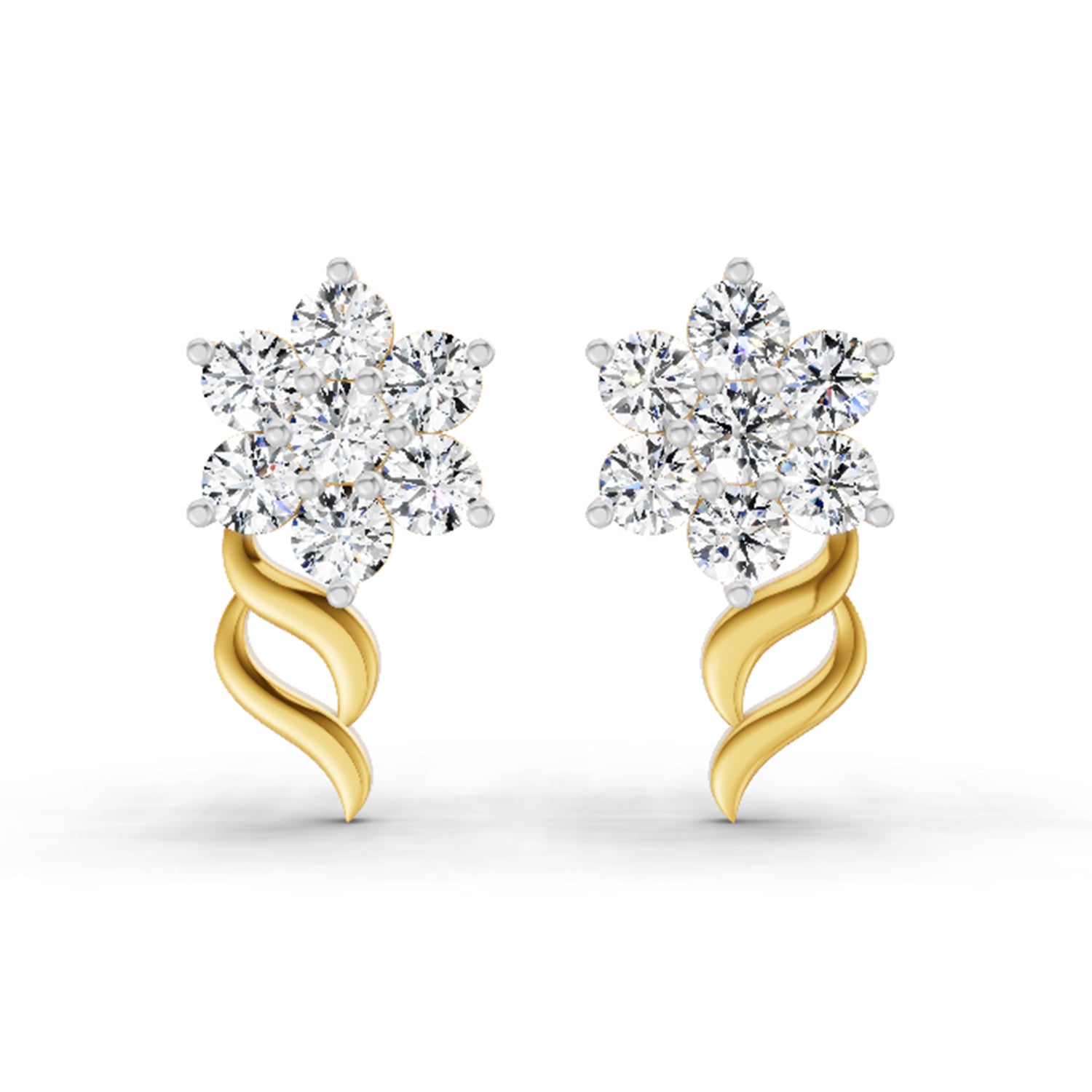 0.97 Carat Diamond Floral Stud Earrings 14K Sparkles