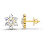 0.98 Carat Diamond Floral Cluster Stud Earrings 14K