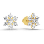 0.98 Carat Diamond Floral Cluster Stud Earrings 14K