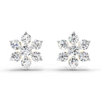 0.98 Carat Diamond Floral Cluster Stud Earrings 14K