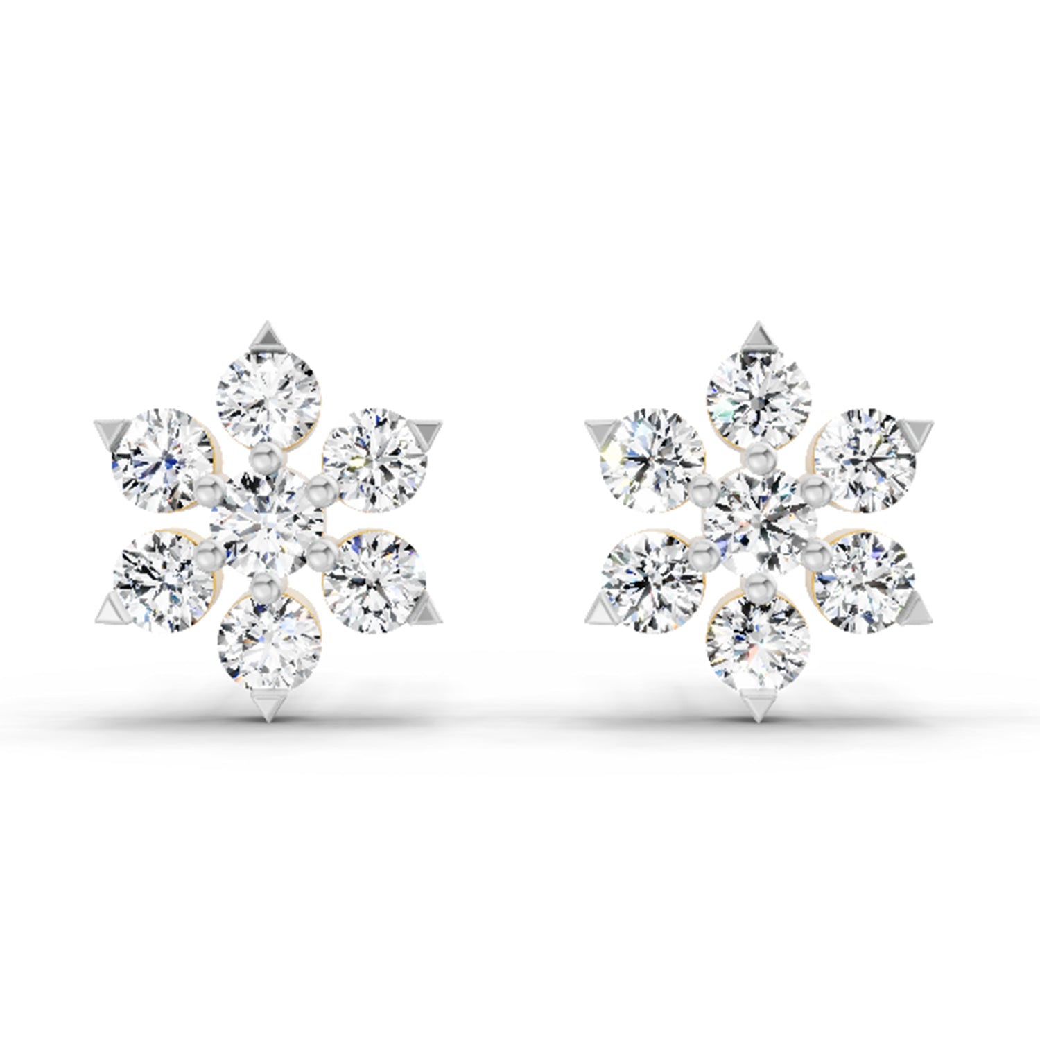 0.98 Carat Diamond Floral Cluster Stud Earrings 14K