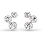 0.67 Carat Round 3 Stone Earrings 14K - Rose Gold