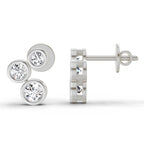 0.67 Carat Round 3 Stone Earrings 14K - White Gold