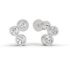 0.67 Carat Round 3 Stone Earrings 14K - White Gold