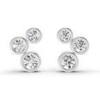 0.67 Carat Round 3 Stone Earrings 14K - White Gold