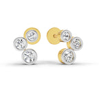 0.67 Carat Round 3 Stone Earrings 14K