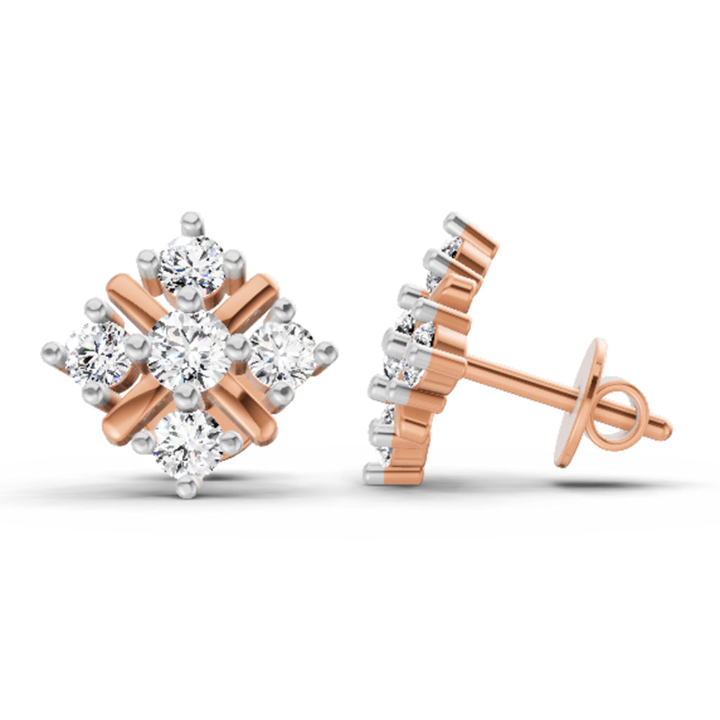 0.98 Carat Diamond Stud Earrings 14K Sparkles - Rose Gold