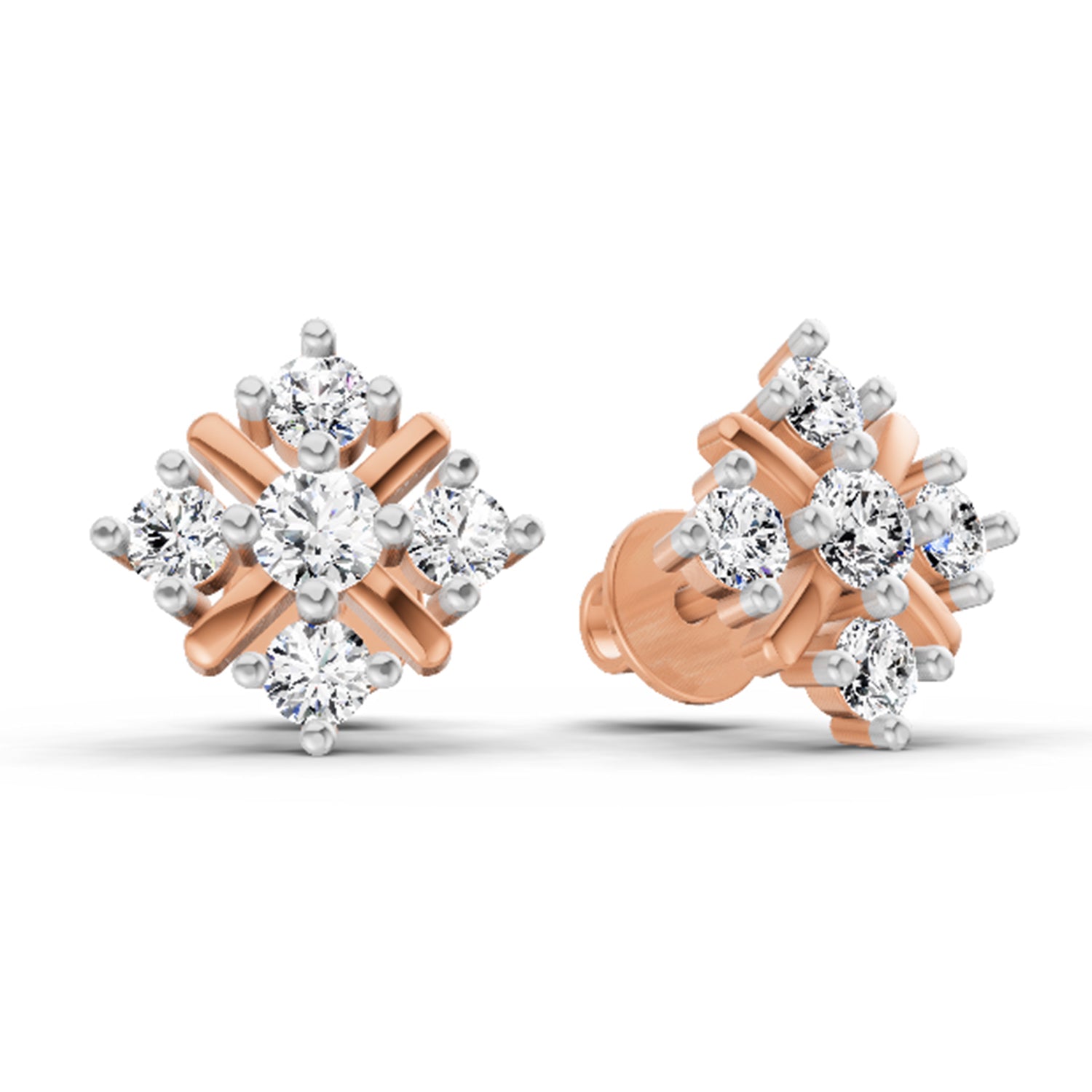 0.98 Carat Diamond Stud Earrings 14K Sparkles - Rose Gold