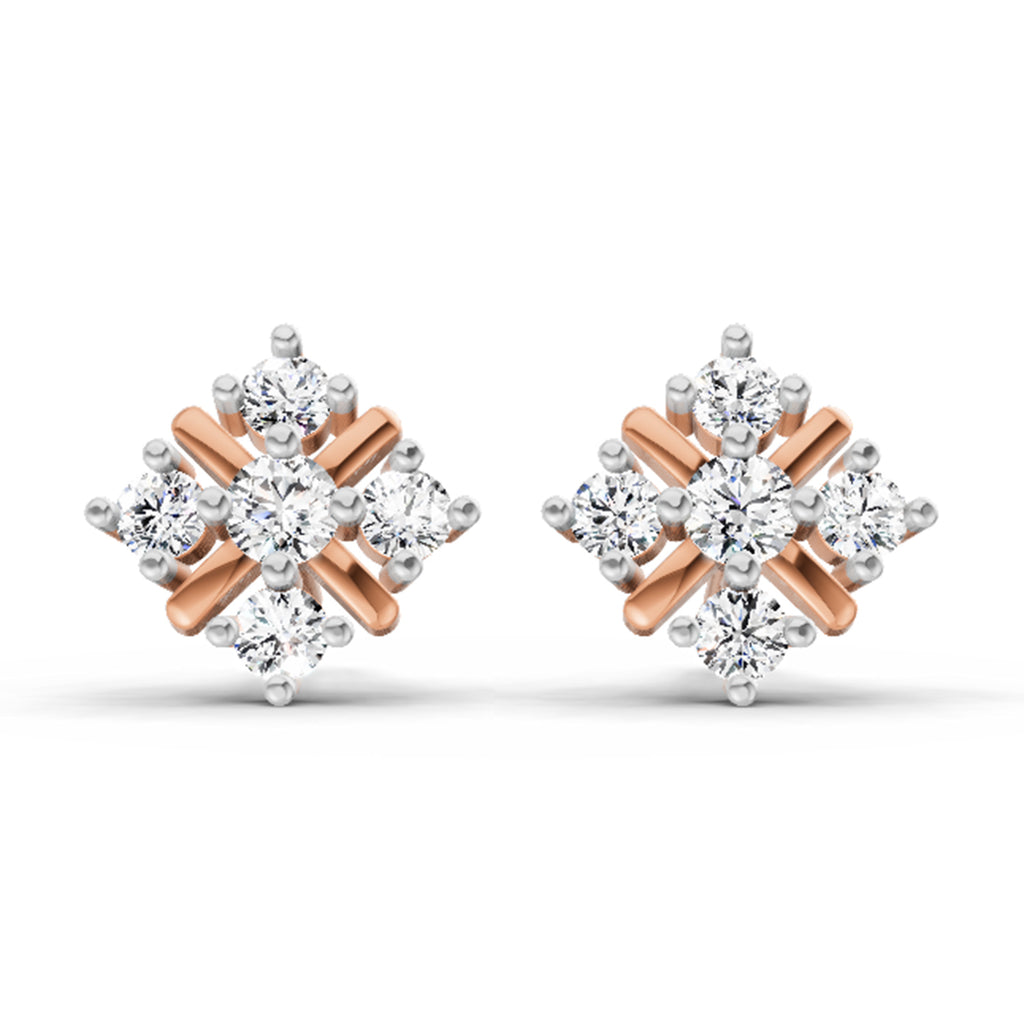 0.98 Carat Diamond Stud Earrings 14K Sparkles - Rose Gold