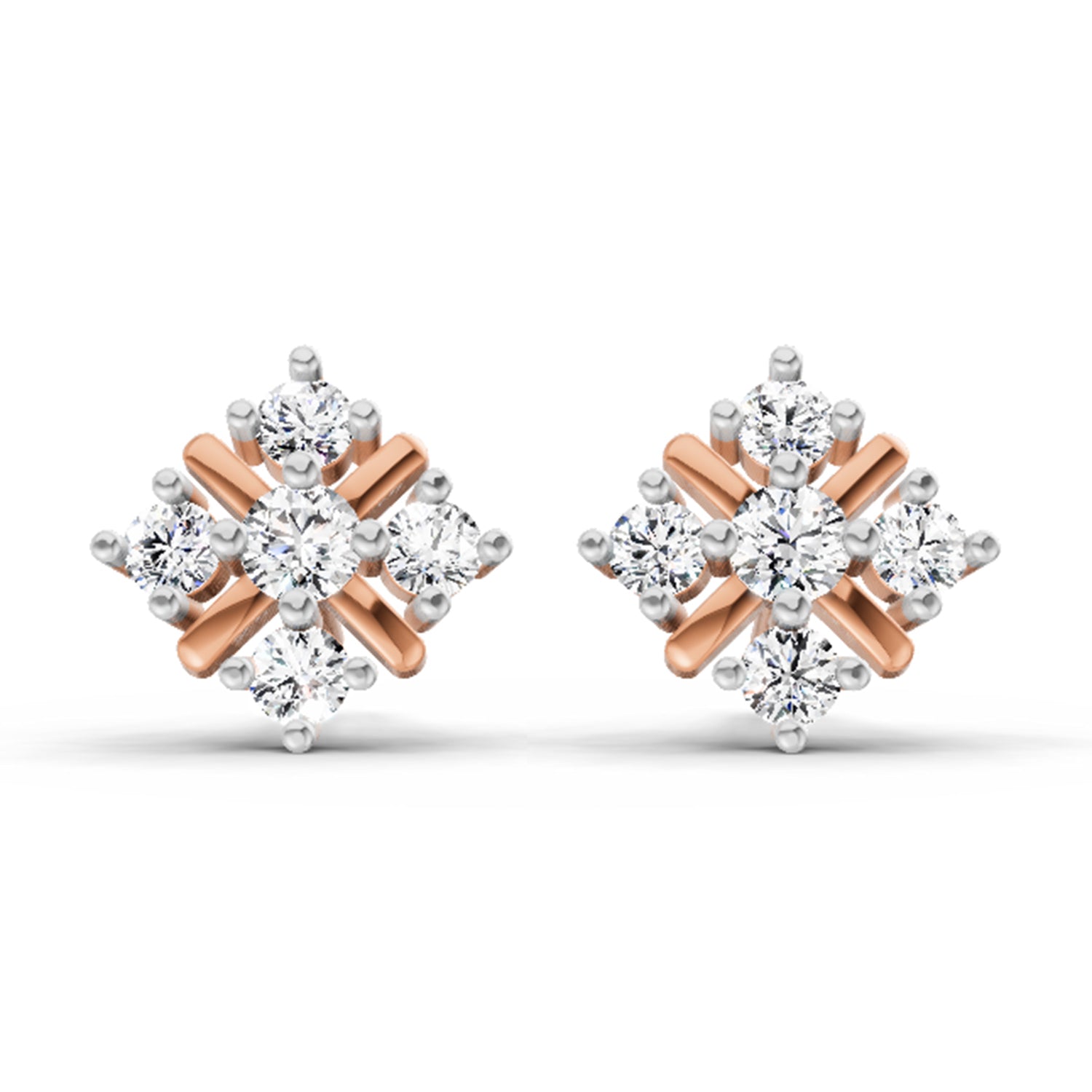 0.98 Carat Diamond Stud Earrings 14K Sparkles - Rose Gold