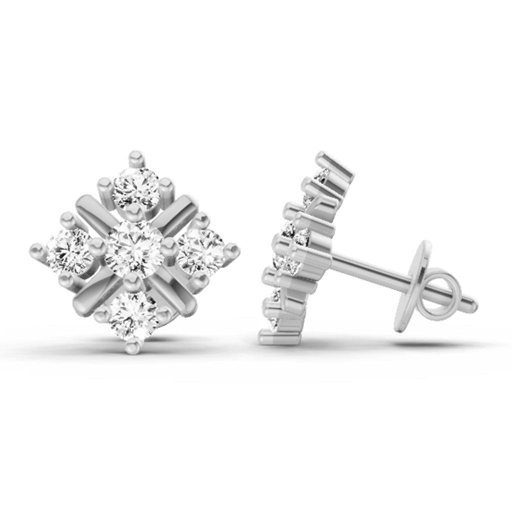 0.98 Carat Diamond Stud Earrings 14K Sparkles - White Gold