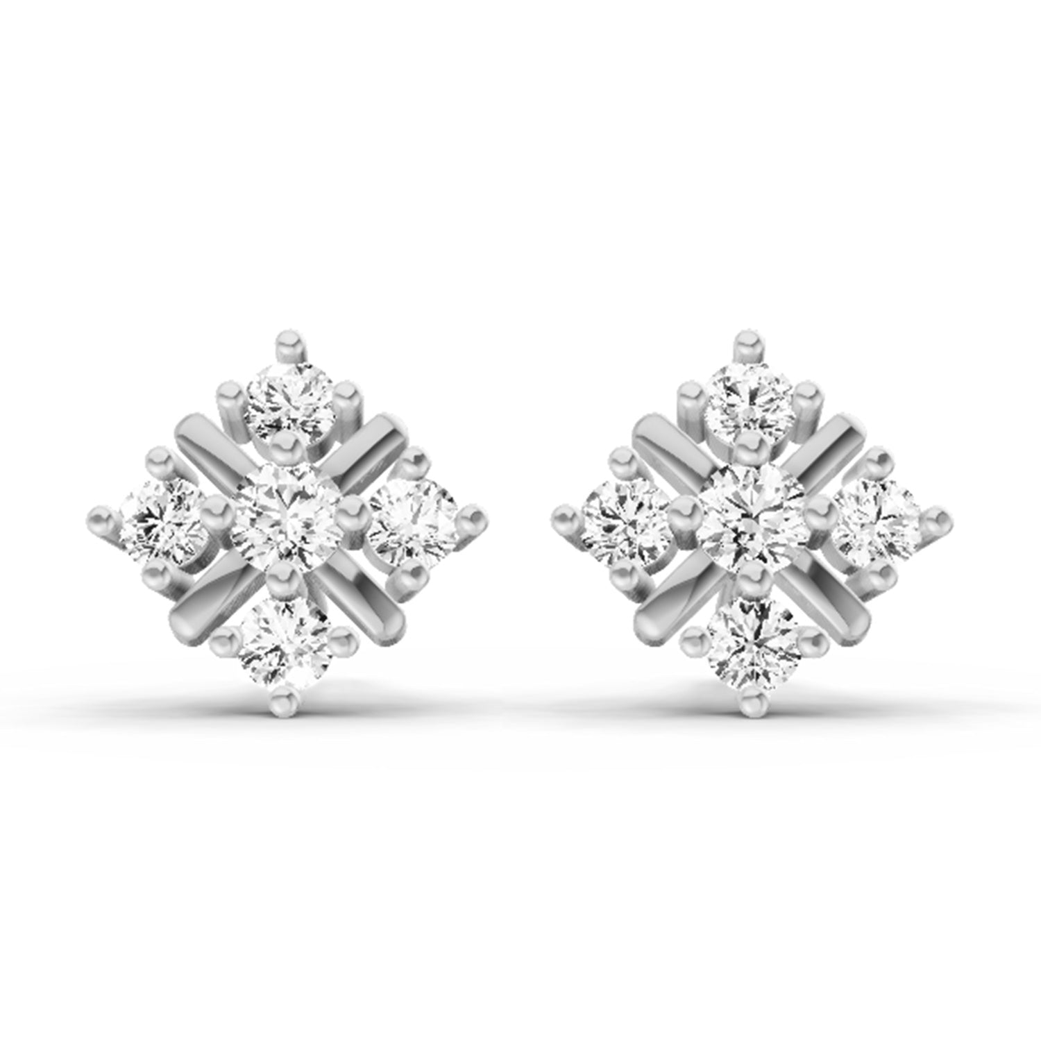 0.98 Carat Diamond Stud Earrings 14K Sparkles - White Gold