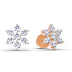 0.62 Carat Diamond Flower Cluster Stud Earrings 14K - Rose Gold
