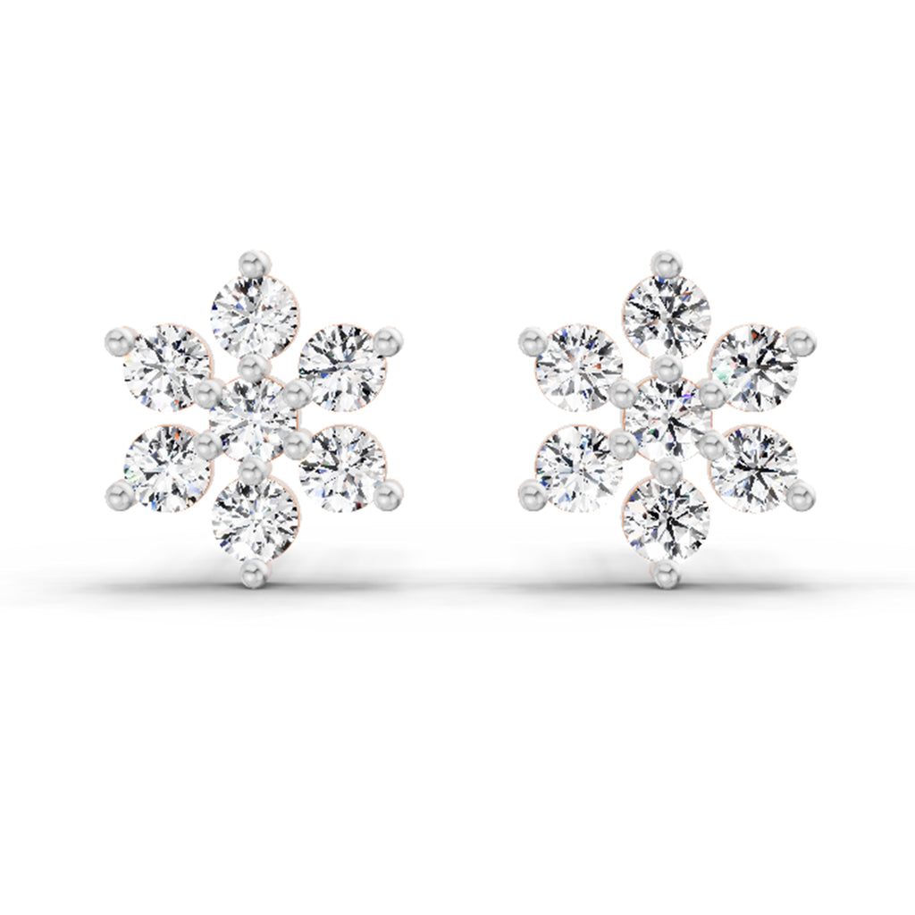 0.62 Carat Diamond Flower Cluster Stud Earrings 14K - Rose Gold