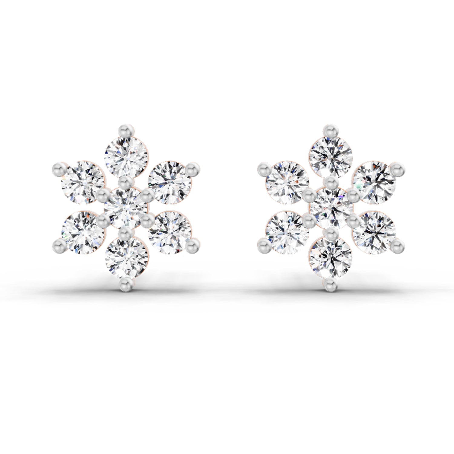 0.62 Carat Diamond Flower Cluster Stud Earrings 14K - Rose Gold