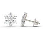 0.62 Carat Diamond Flower Cluster Stud Earrings 14K - White Gold