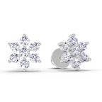 0.62 Carat Diamond Flower Cluster Stud Earrings 14K - White Gold