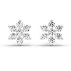 0.62 Carat Diamond Flower Cluster Stud Earrings 14K - White Gold