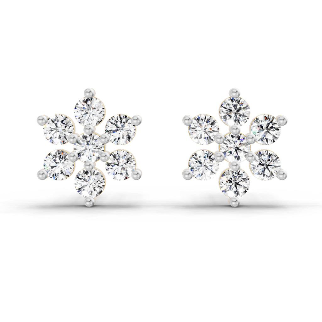 0.62 Carat Diamond Flower Cluster Stud Earrings 14K
