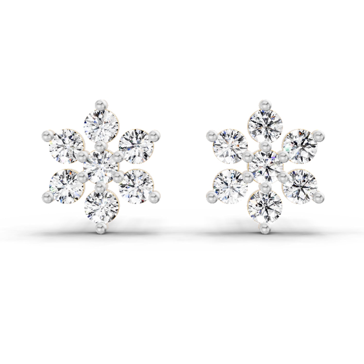 0.62 Carat Diamond Flower Cluster Stud Earrings 14K