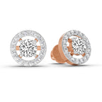 0.95 Carat Halo Diamond Stud Earrings 14K Sparkles - Rose Gold