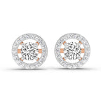 0.95 Carat Halo Diamond Stud Earrings 14K Sparkles - Rose Gold
