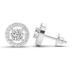0.95 Carat Halo Diamond Stud Earrings 14K Sparkles - White Gold