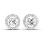 0.95 Carat Halo Diamond Stud Earrings 14K Sparkles - White Gold