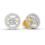 0.95 Carat Halo Diamond Stud Earrings 14K Sparkles