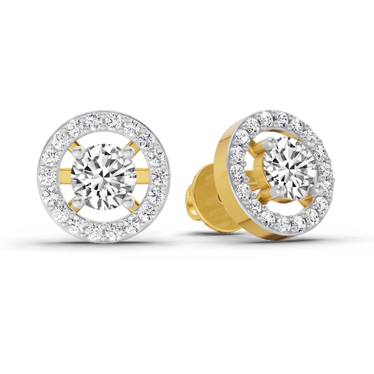 0.95 Carat Halo Diamond Stud Earrings 14K Sparkles