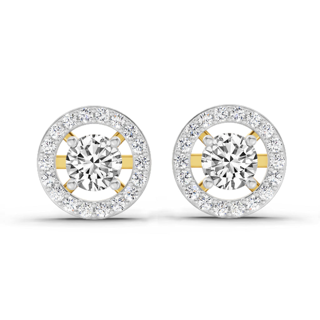 0.95 Carat Halo Diamond Stud Earrings 14K Sparkles