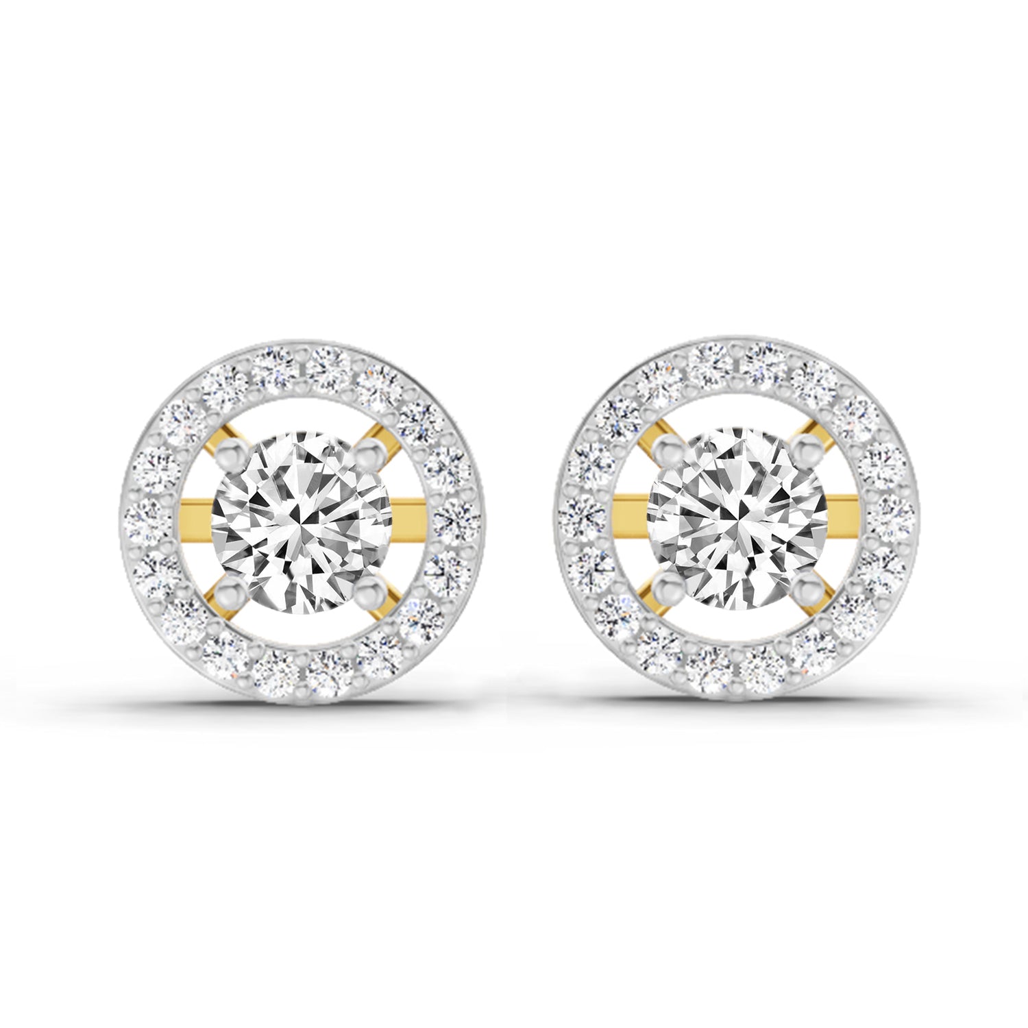 0.95 Carat Halo Diamond Stud Earrings 14K Sparkles