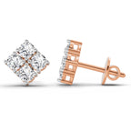 0.85 Carat Diamond Square Stud Earrings 14K - Rose Gold