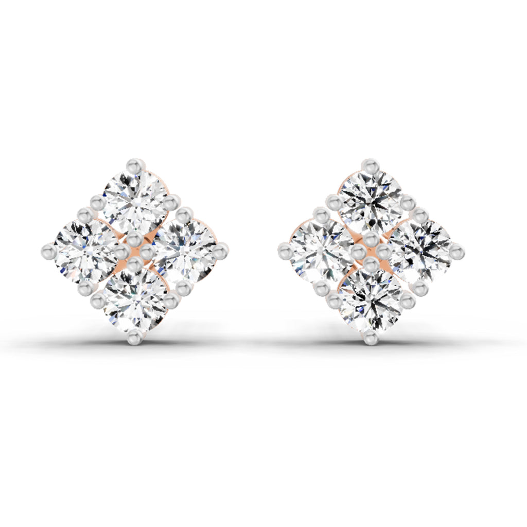 0.85 Carat Diamond Square Stud Earrings 14K - Rose Gold
