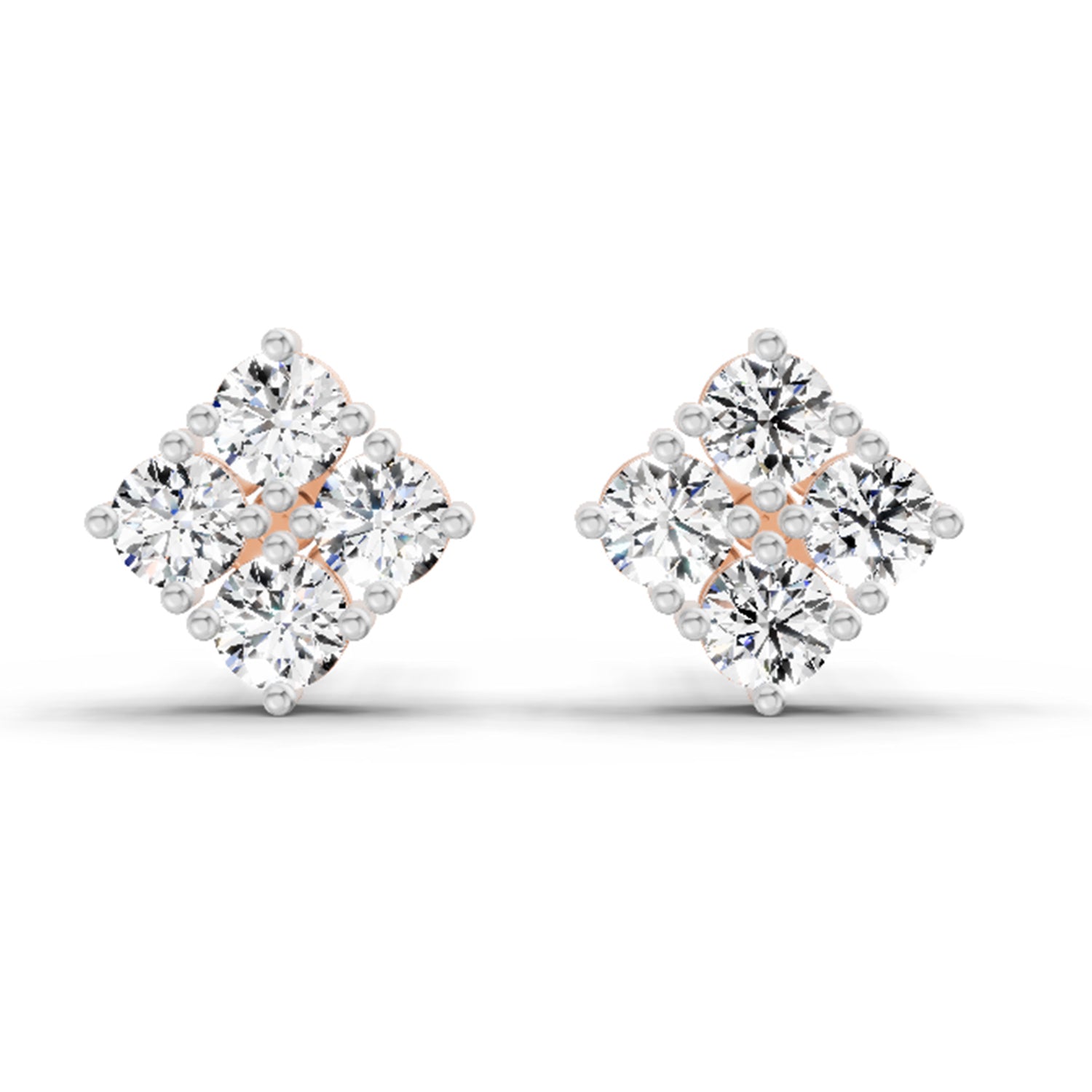 0.85 Carat Diamond Square Stud Earrings 14K - Rose Gold