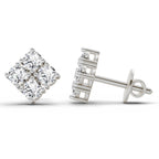 0.85 Carat Diamond Square Stud Earrings 14K - White Gold