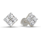 0.85 Carat Diamond Square Stud Earrings 14K - White Gold