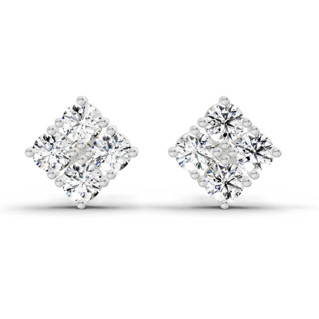 0.85 Carat Diamond Square Stud Earrings 14K - White Gold