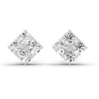 0.85 Carat Diamond Square Stud Earrings 14K - White Gold