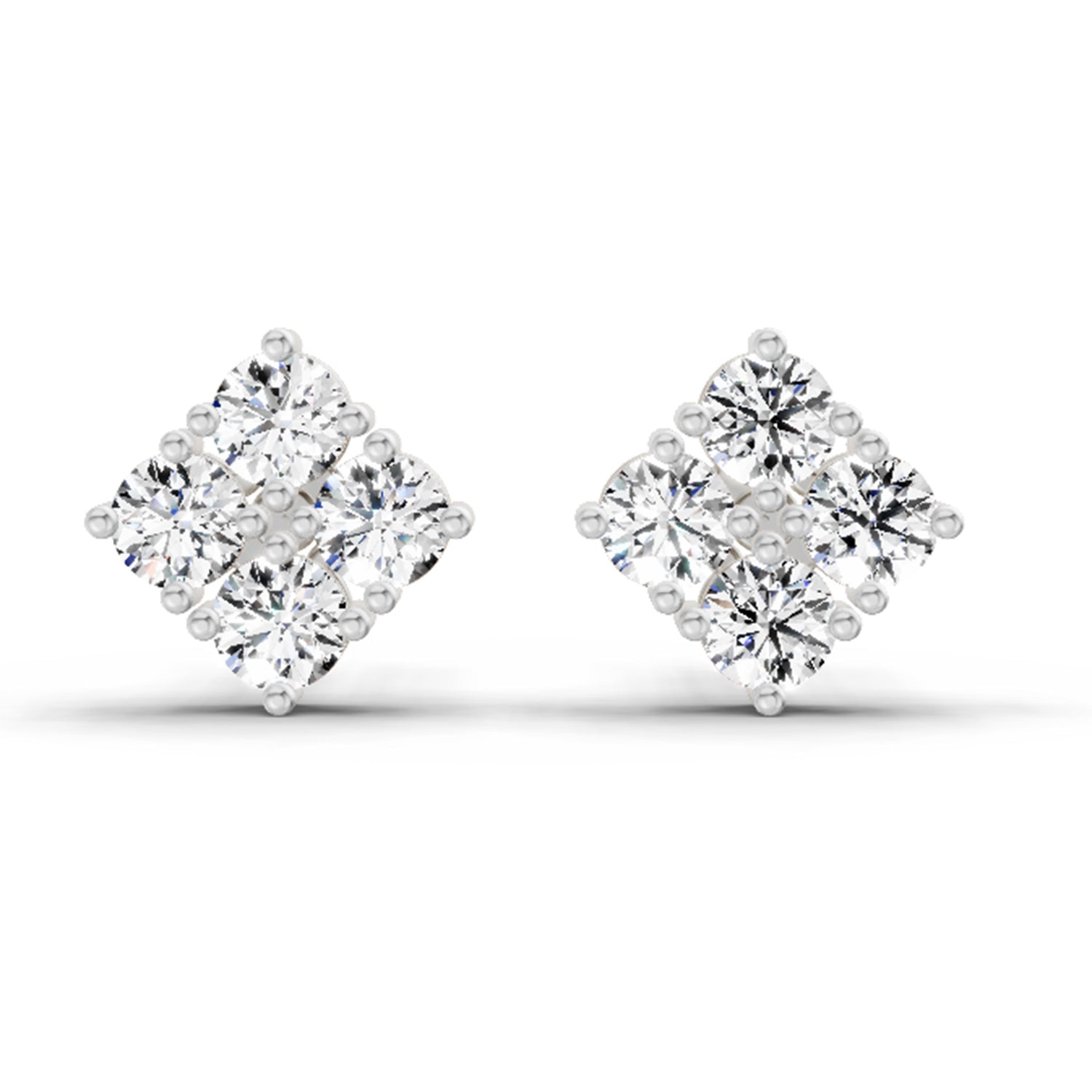0.85 Carat Diamond Square Stud Earrings 14K - White Gold