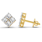0.85 Carat Diamond Square Stud Earrings 14K