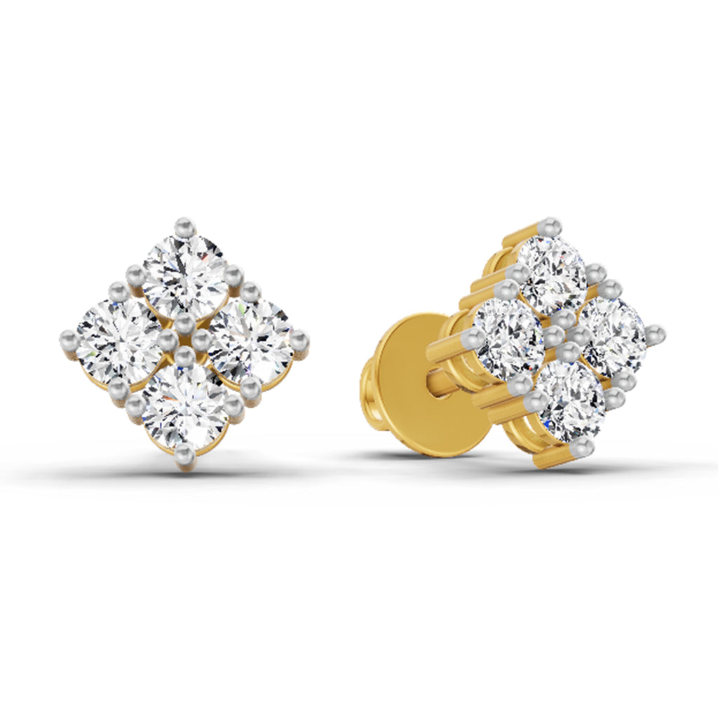 0.85 Carat Diamond Square Stud Earrings 14K