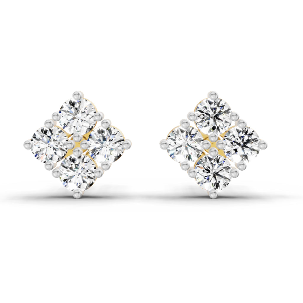 0.85 Carat Diamond Square Stud Earrings 14K