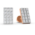 0.75 Carat Diamond Rectangle Cluster Stud Earrings 14K - Rose Gold