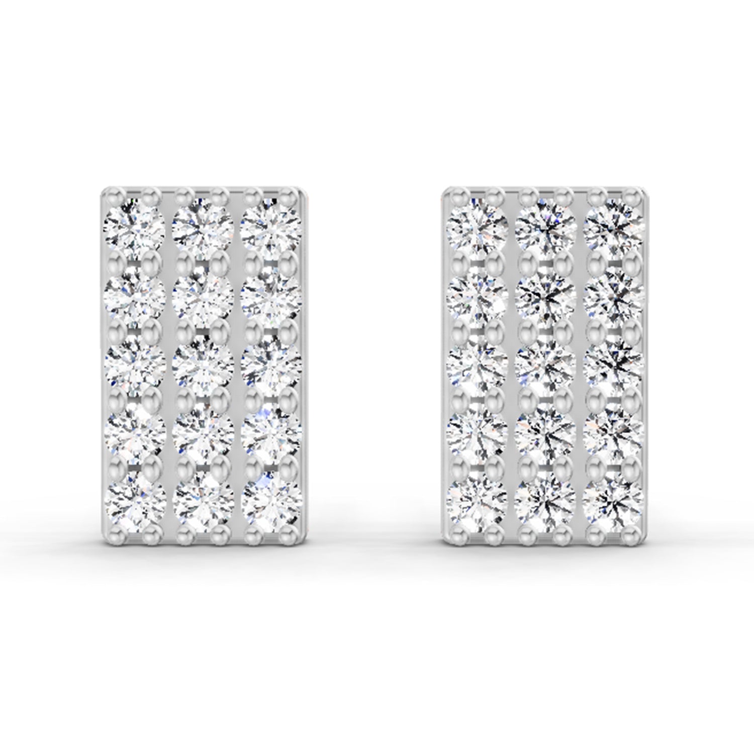 0.75 Carat Diamond Rectangle Cluster Stud Earrings 14K - Rose Gold