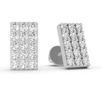 0.75 Carat Diamond Rectangle Cluster Stud Earrings 14K - White Gold
